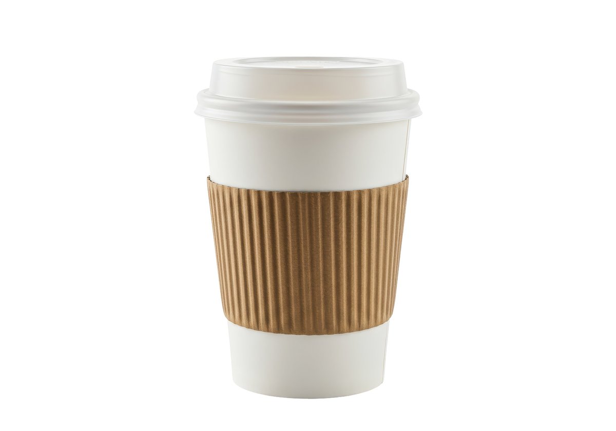 Custom printed coffee cup sleeve on a hot cup