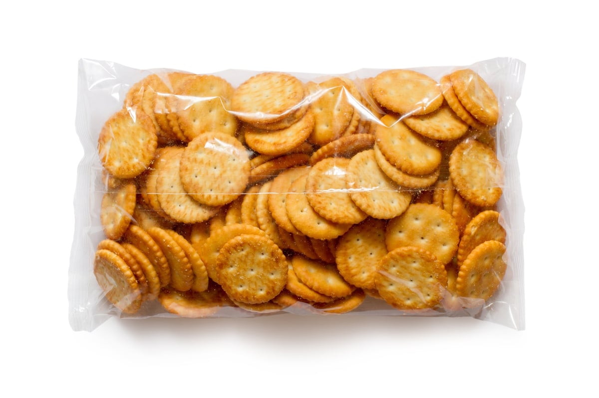 Bakery pastries packed in printed paper bags